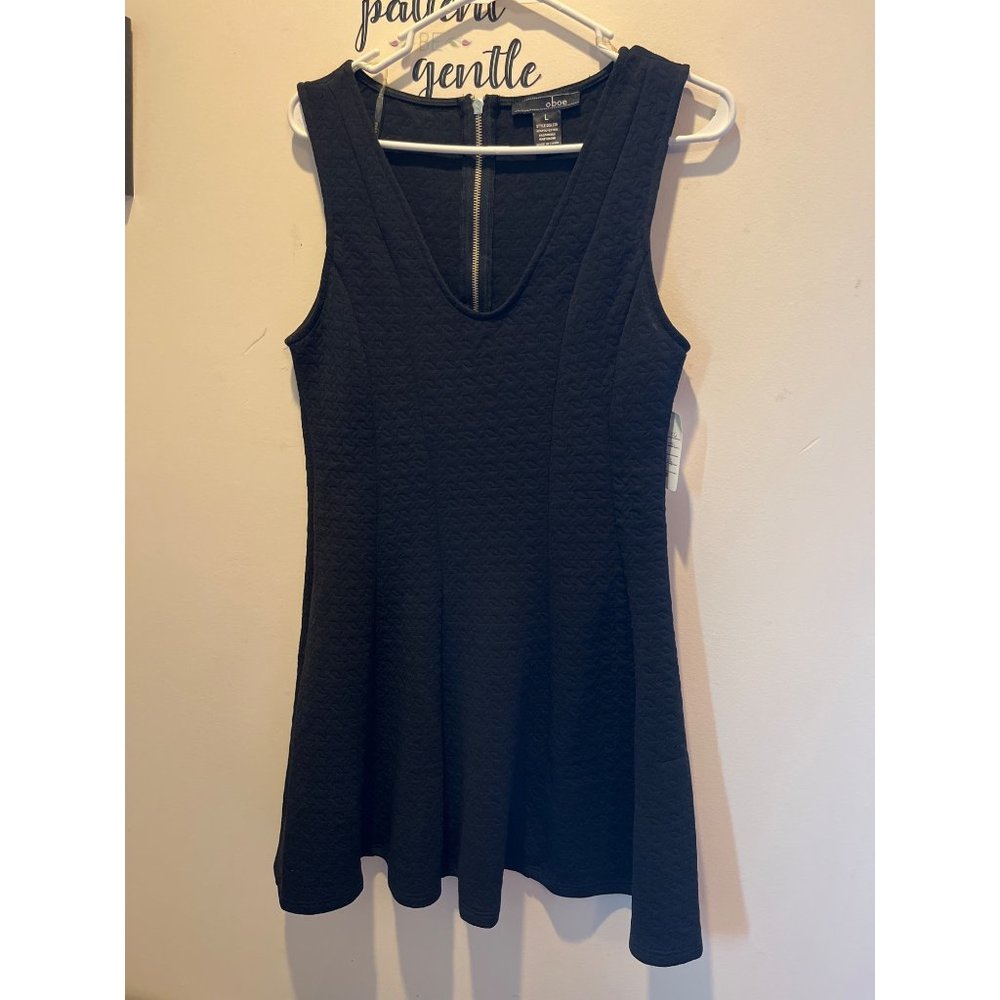 (NWT) Black Polyester Skater Mini dress fitted bodice and flare bottom skirt